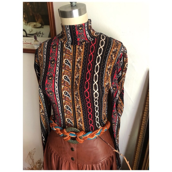 Free People Paisley tapestry 70s long sleeve top - Picture 4 of 8